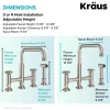 KRAUS Urbix Bridge Kitchen Faucet with Side Sprayer in Matte Black/Red
