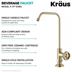 KRAUS Urbix Drinking Water Dispenser Kitchen Faucet in Brushed Gold