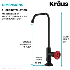 KRAUS Urbix Drinking Water Dispenser Kitchen Faucet in Matte Black/Red