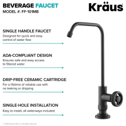 KRAUS Urbix Drinking Water Dispenser Kitchen Faucet in Matte Black