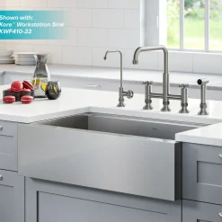 KRAUS Urbix Industrial Bridge Kitchen Faucet & Water Filter Faucet in Spot Free Stainless Steel