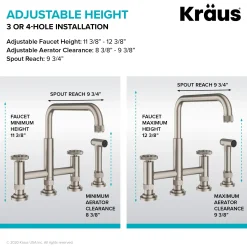 KRAUS Urbix Industrial Bridge Kitchen Faucet & Water Filter Faucet in Spot Free Stainless Steel