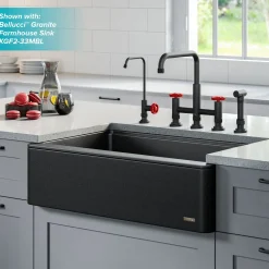 KRAUS Urbix Industrial Bridge Kitchen Faucet & Water Filter Faucet in Matte Black/Red