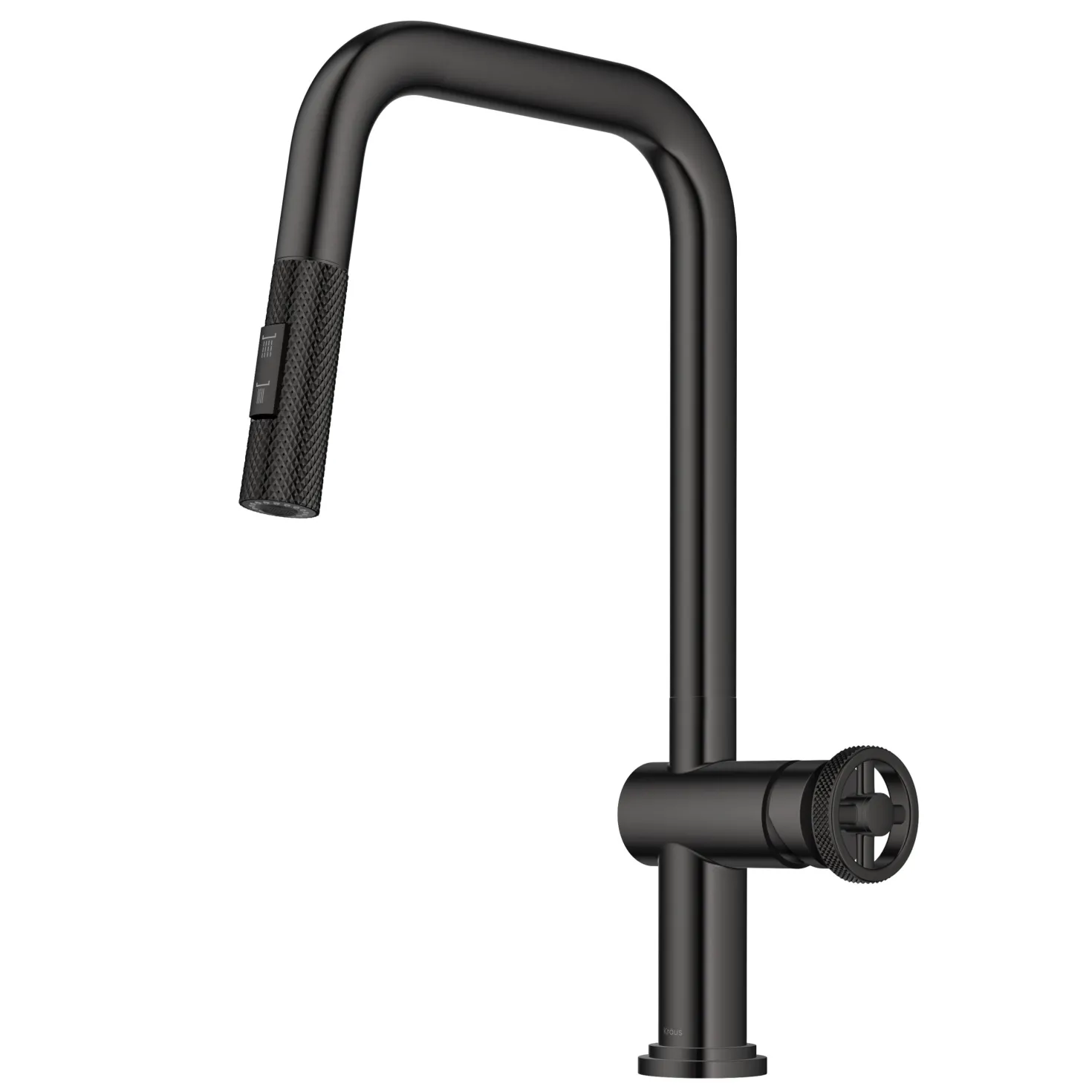 KRAUS Urbix Industrial Pull-Down Single Handle Kitchen Faucet in Black Stainless