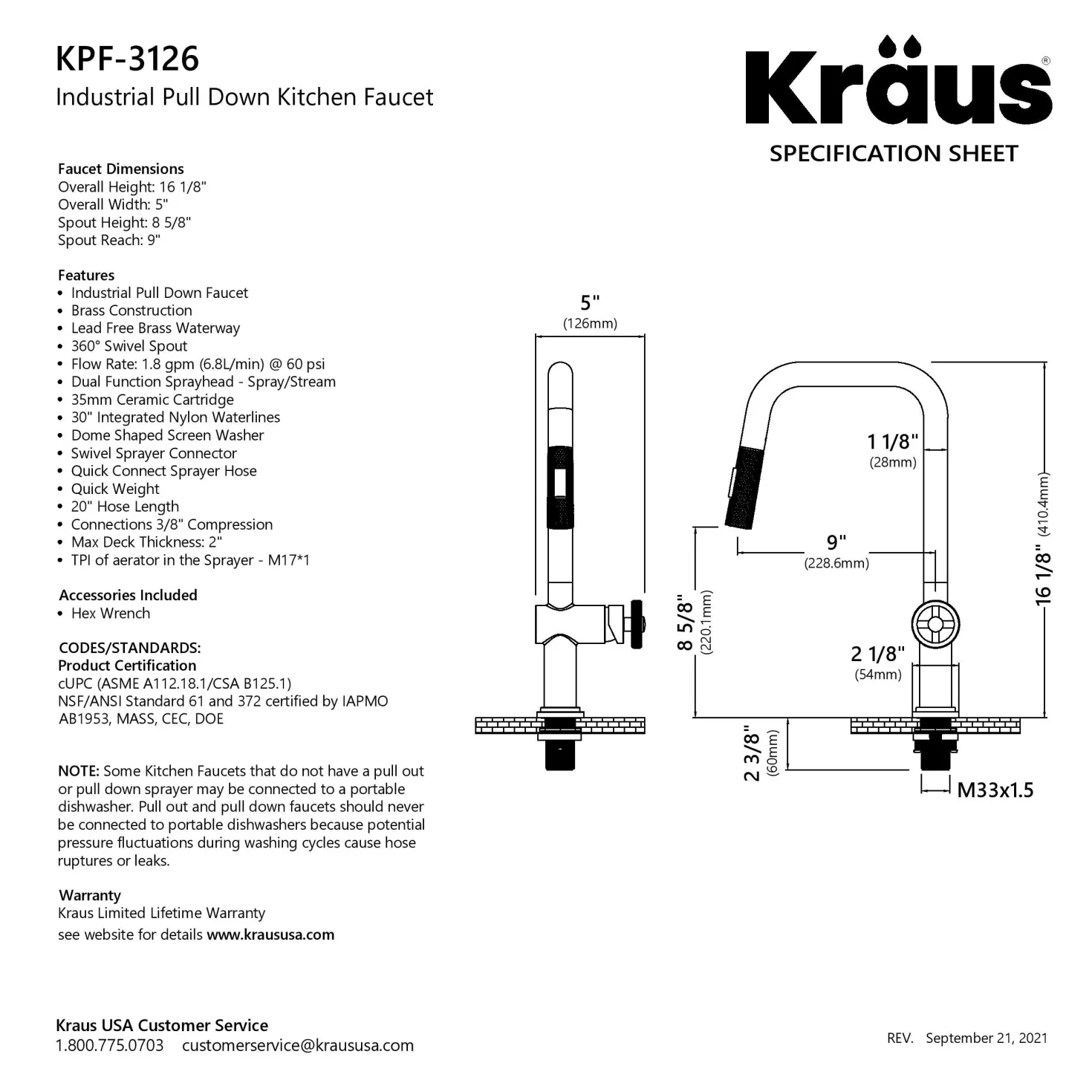 KRAUS Urbix Industrial Pull-Down Single Handle Kitchen Faucet in Black Stainless