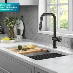 KRAUS Urbix Industrial Pull-Down Single Handle Kitchen Faucet in Black Stainless