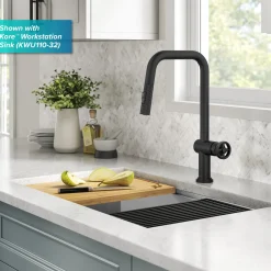 KRAUS Urbix Industrial Pull-Down Single Handle Kitchen Faucet in Matte Black