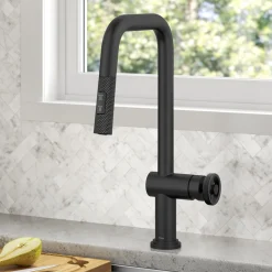 KRAUS Urbix Industrial Pull-Down Single Handle Kitchen Faucet in Matte Black