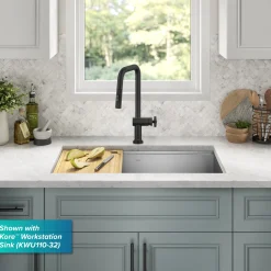 KRAUS Urbix Industrial Pull-Down Single Handle Kitchen Faucet in Matte Black