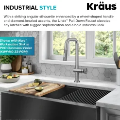 KRAUS Urbix Industrial Pull-Down Single Handle Kitchen Faucet in Spot Free Stainless
