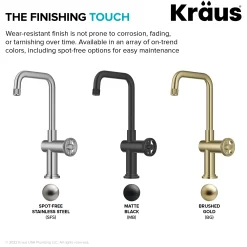 KRAUS Urbix Industrial Single Handle Kitchen Bar Faucet in Brushed Gold