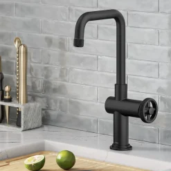 KRAUS Urbix Industrial Single Handle Kitchen Bar Faucet in Matte Black