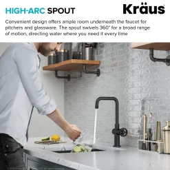 KRAUS Urbix Industrial Single Handle Kitchen Bar Faucet in Matte Black