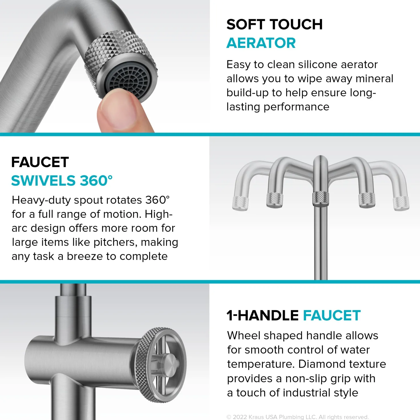 KRAUS Urbix Industrial Single Handle Kitchen Bar Faucet in Stainless