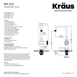 KRAUS Urbix Industrial Single Handle Kitchen Bar Faucet in Stainless