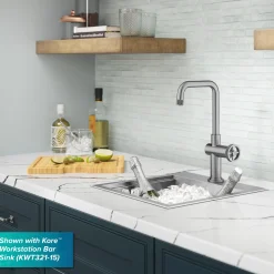 KRAUS Urbix Industrial Single Handle Kitchen Bar Faucet in Stainless