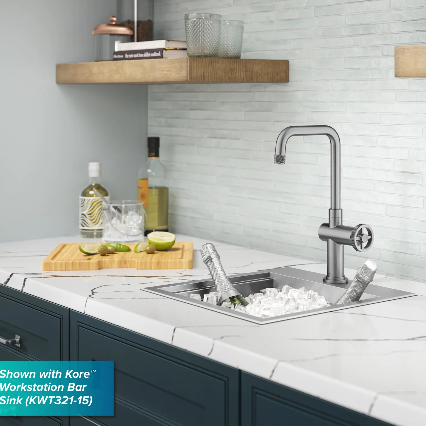 KRAUS Urbix Industrial Single Handle Kitchen Bar Faucet in Stainless