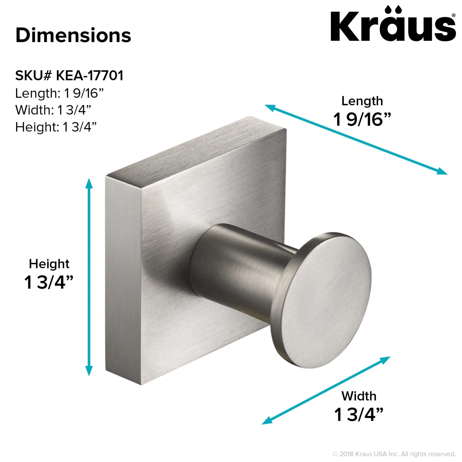 KRAUS Ventus Bathroom Robe and Towel Hook