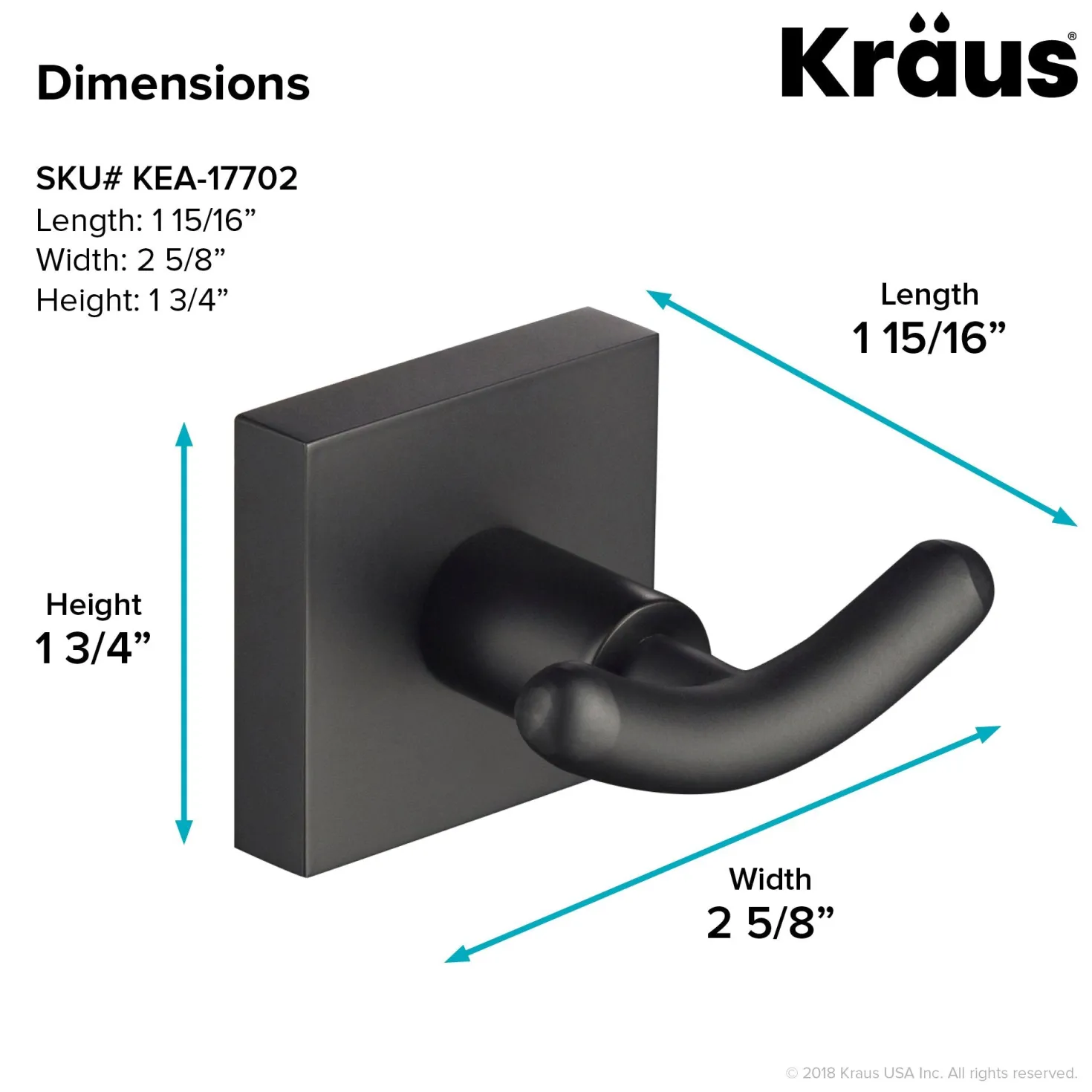 KRAUS Ventus Bathroom Robe and Towel Double Hook