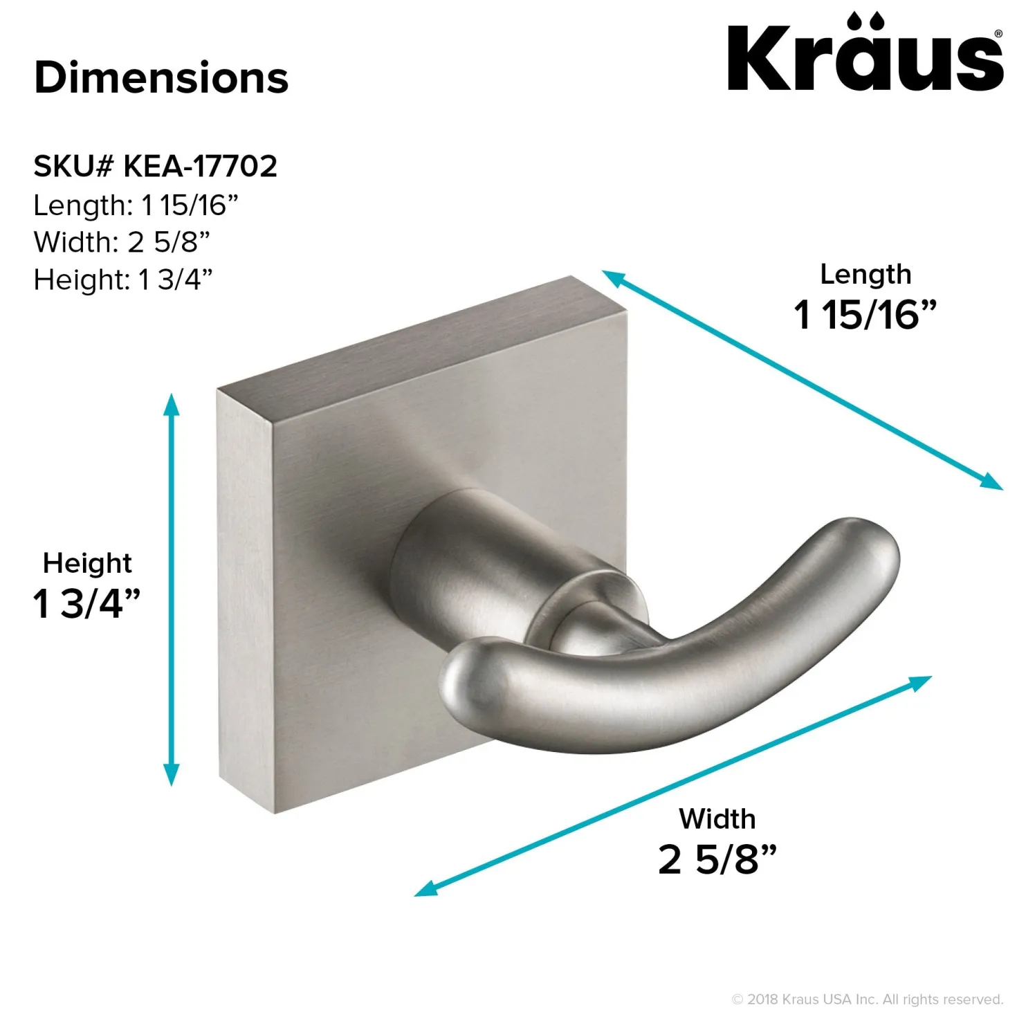 KRAUS Ventus Bathroom Robe and Towel Double Hook