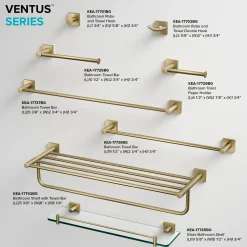 KRAUS Ventus Bathroom Shelf with Towel Bar, Brushed Gold Finish