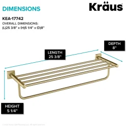 KRAUS Ventus Bathroom Shelf with Towel Bar, Brushed Gold Finish