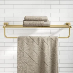 KRAUS Ventus Bathroom Shelf with Towel Bar, Brushed Gold Finish