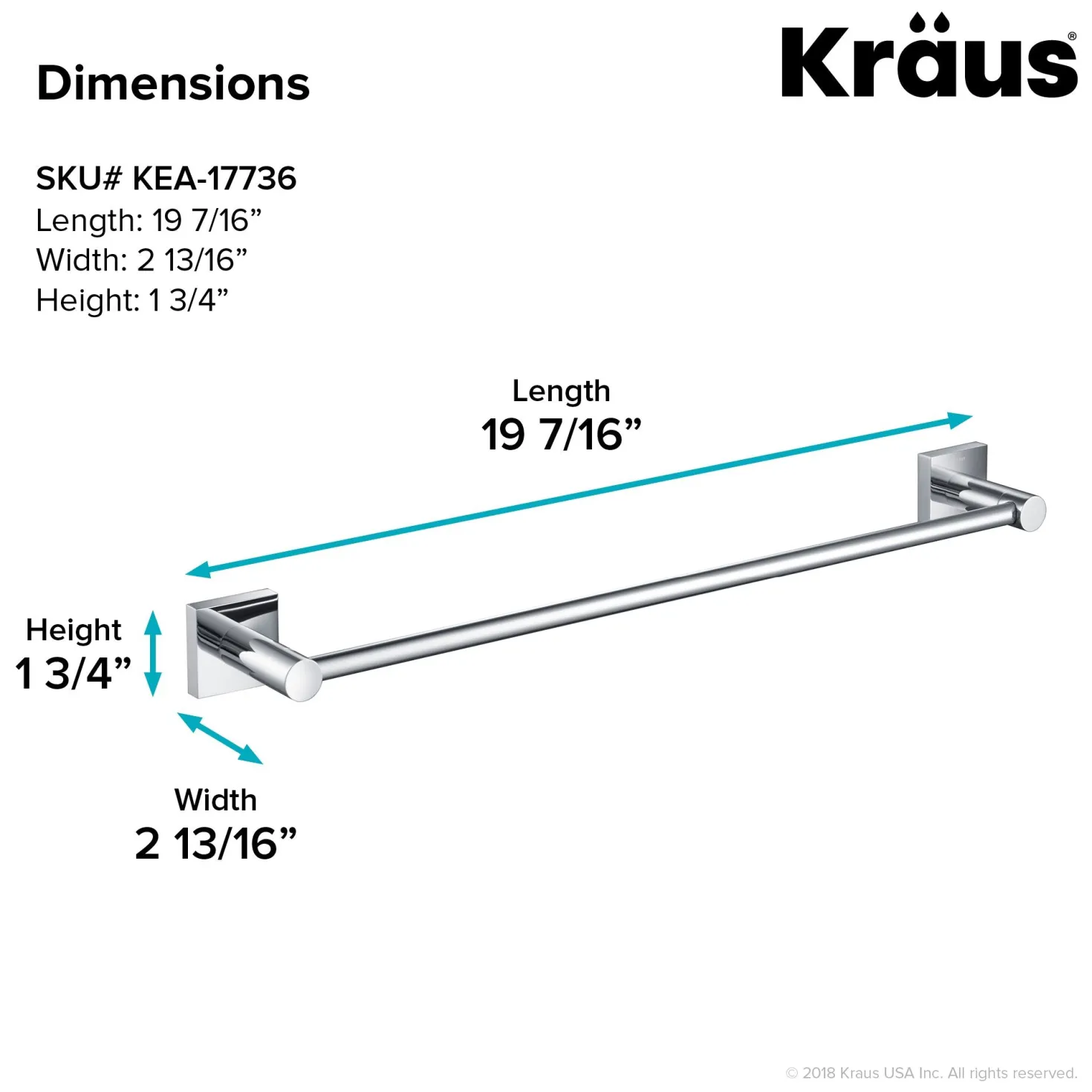 KRAUS Ventus Wall Mount Bathroom Towel Bar