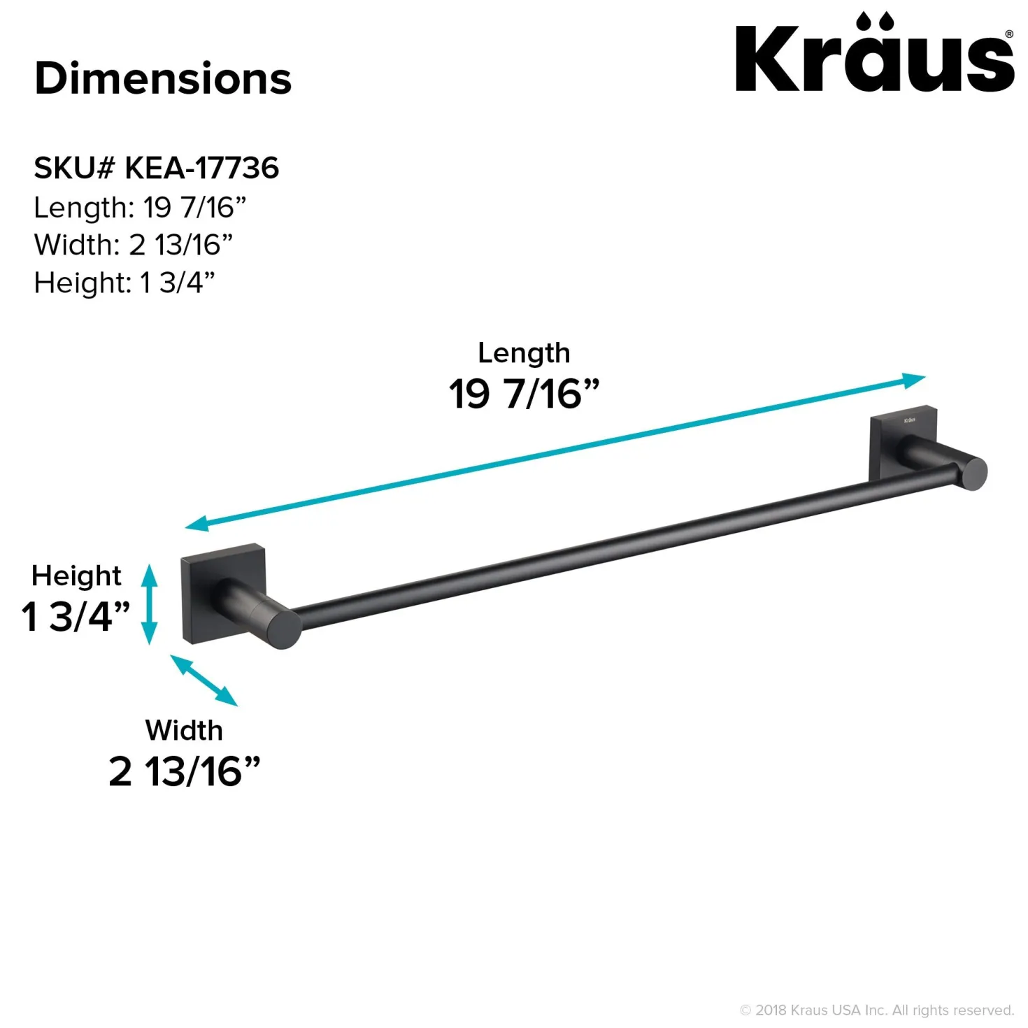 KRAUS Ventus Wall Mount Bathroom Towel Bar