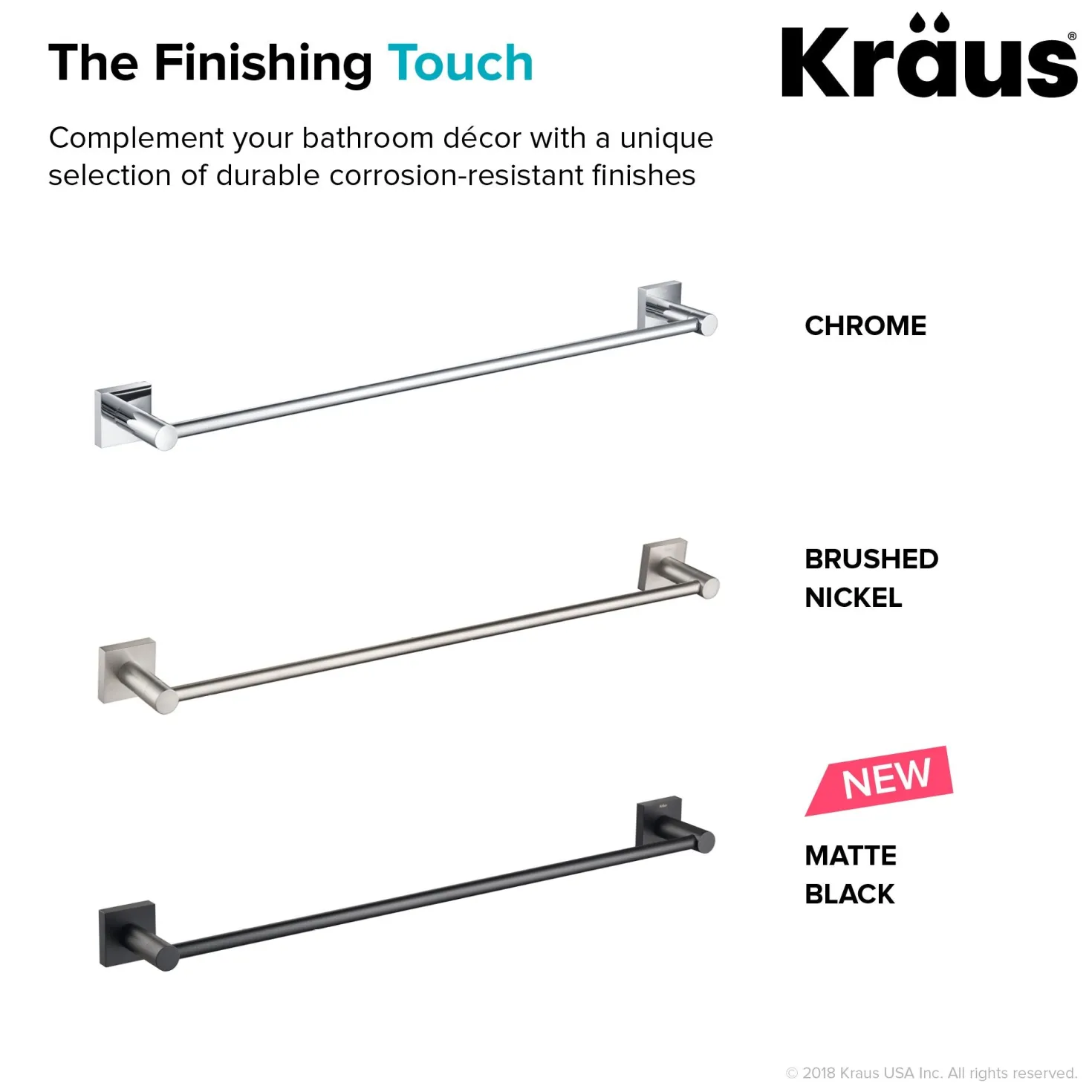 KRAUS Ventus Wall Mount Bathroom Towel Bar