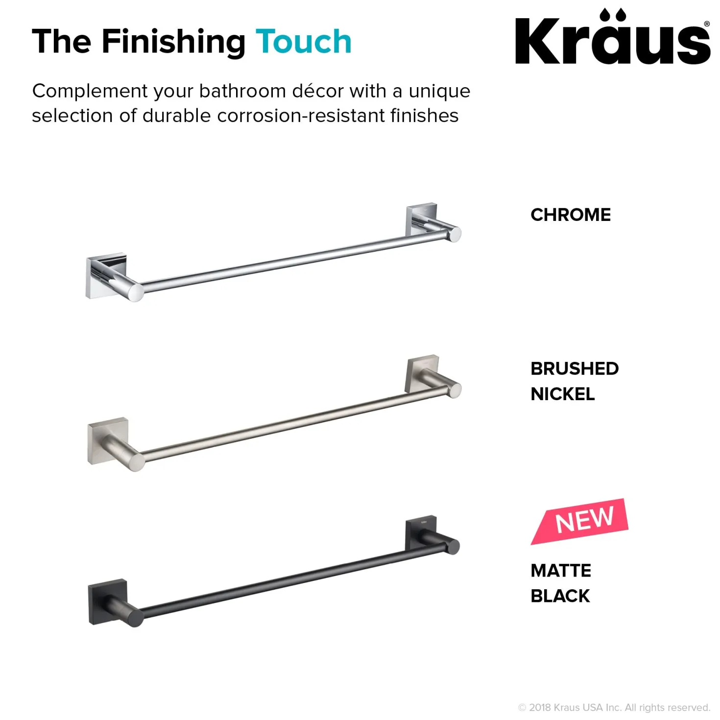 KRAUS Ventus Wall Mount Bathroom Towel Bar