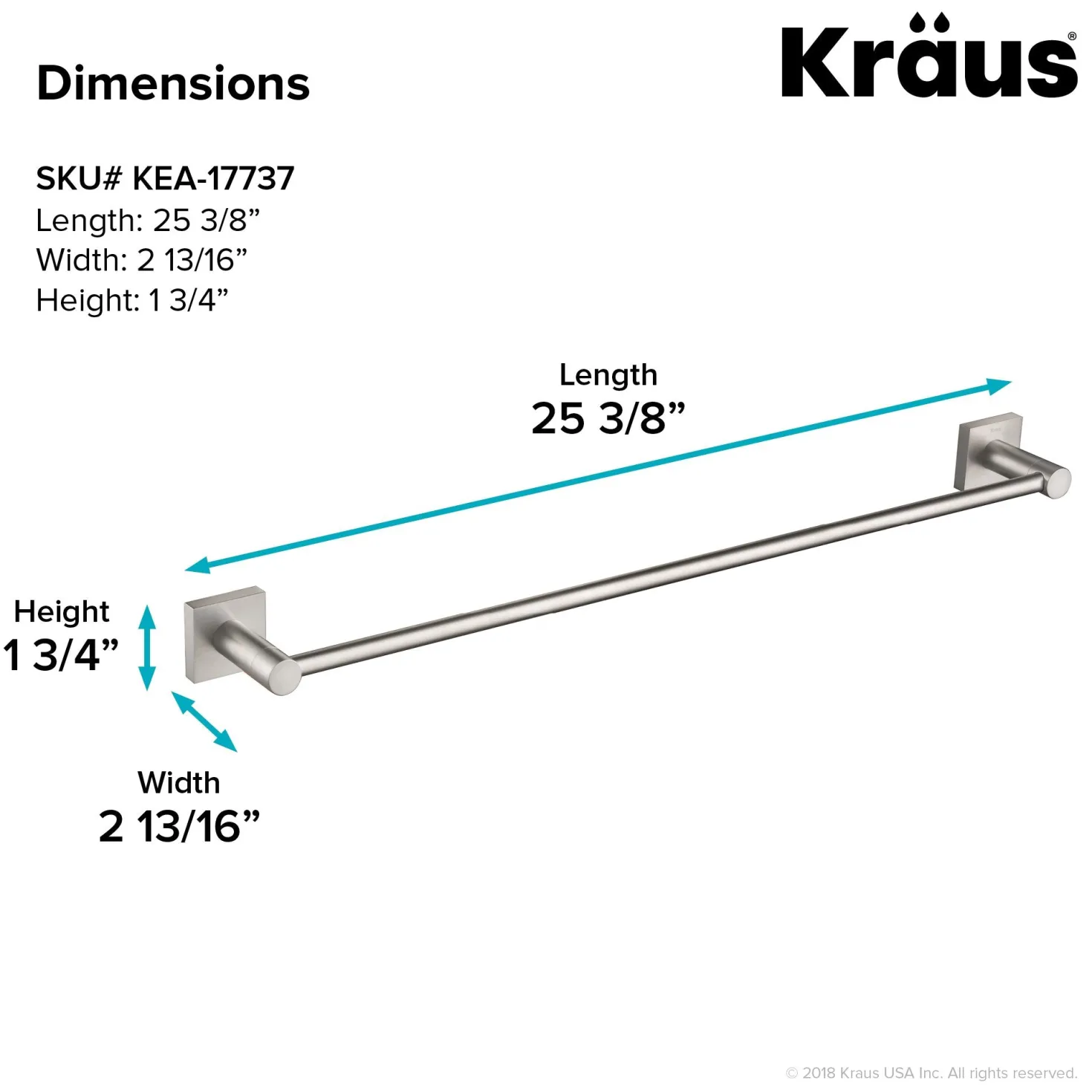 KRAUS Ventus Wall Mount Bathroom Towel Bar