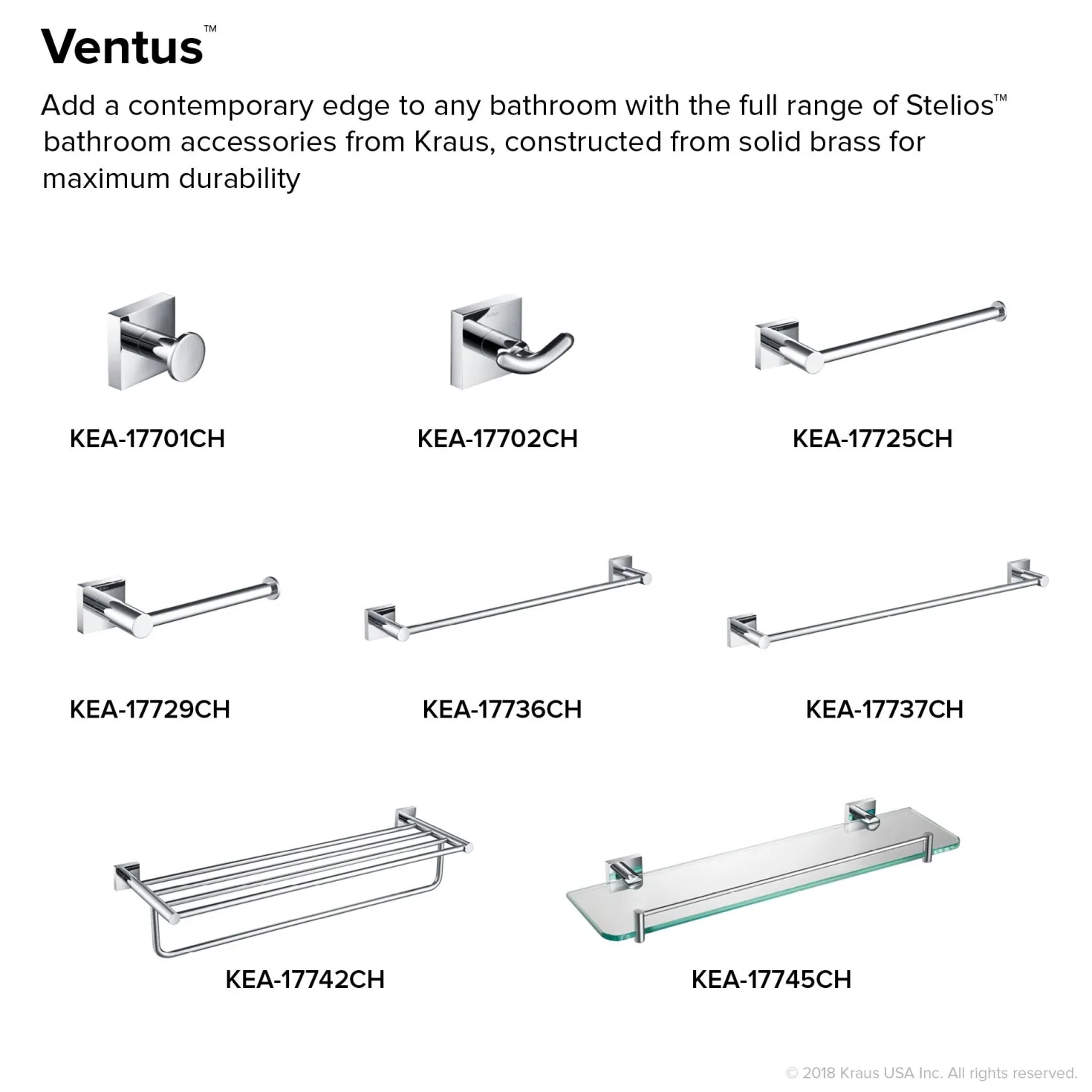 KRAUS Ventus Wall Mount Bathroom Towel Bar