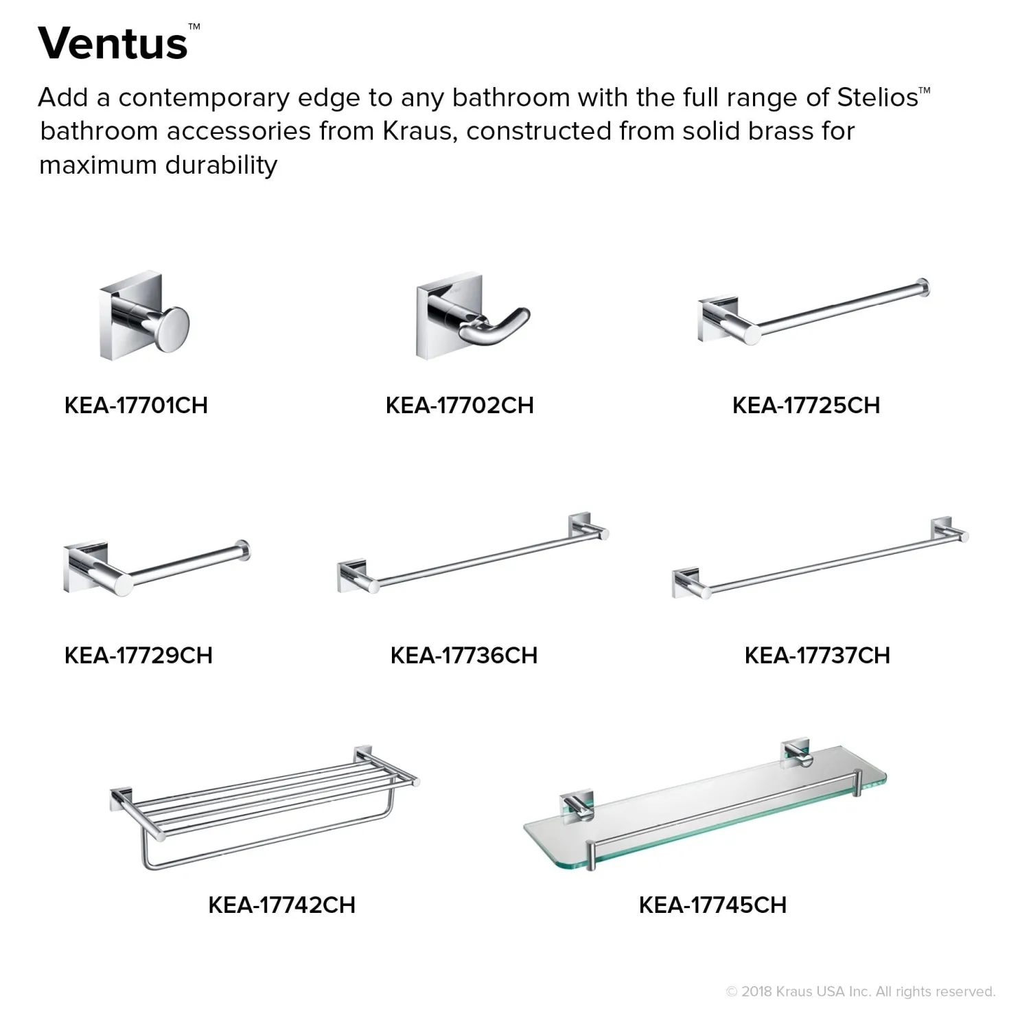 KRAUS Ventus Wall Mount Bathroom Towel Bar