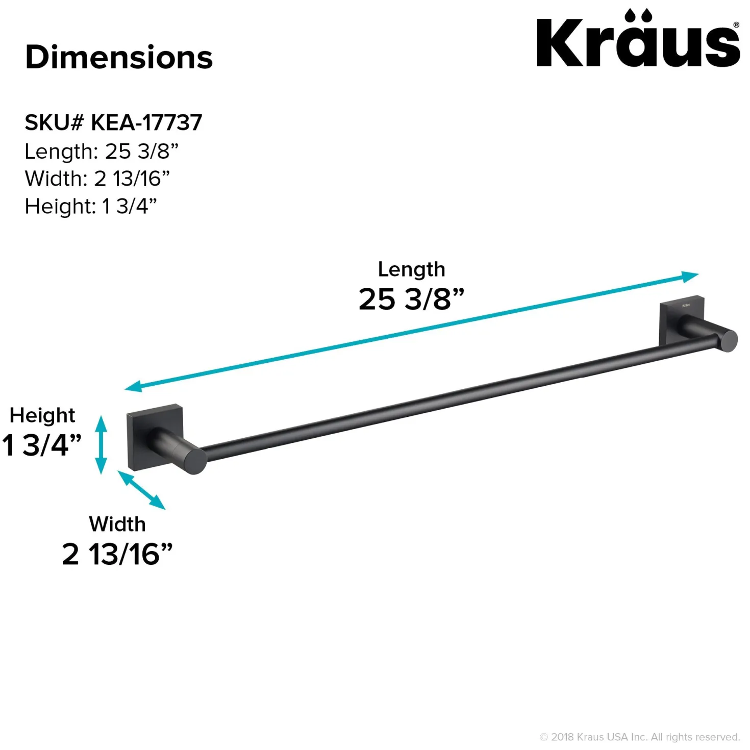 KRAUS Ventus Wall Mount Bathroom Towel Bar