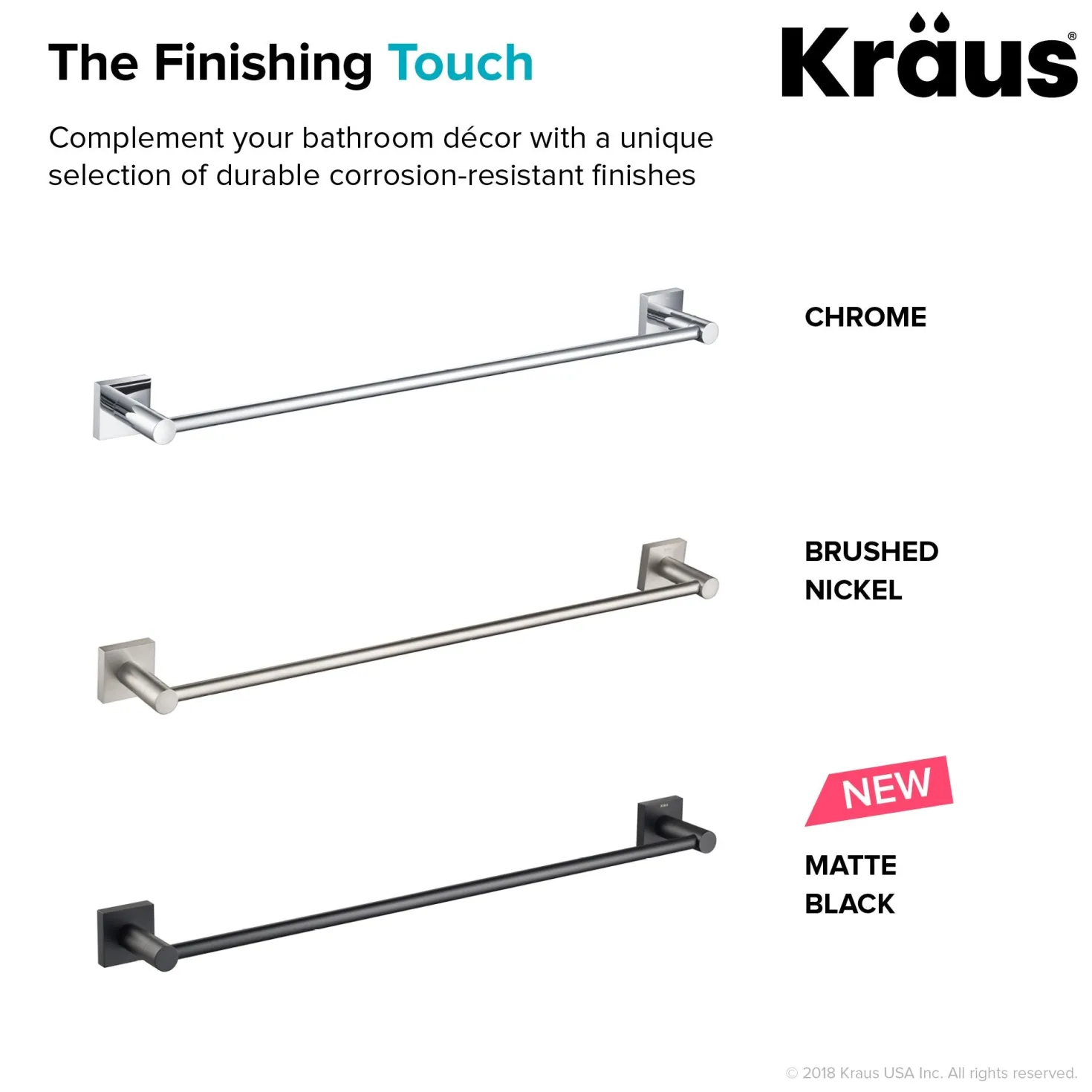 KRAUS Ventus Wall Mount Bathroom Towel Bar