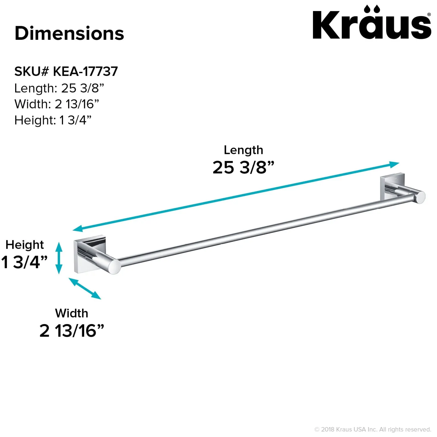KRAUS Ventus Wall Mount Bathroom Towel Bar