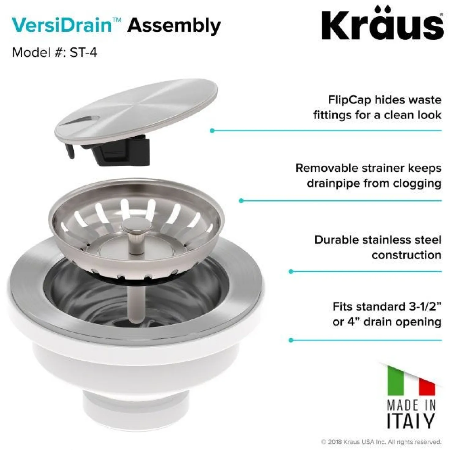 KRAUS VersiDrain Assembly with FlipCap ST-4