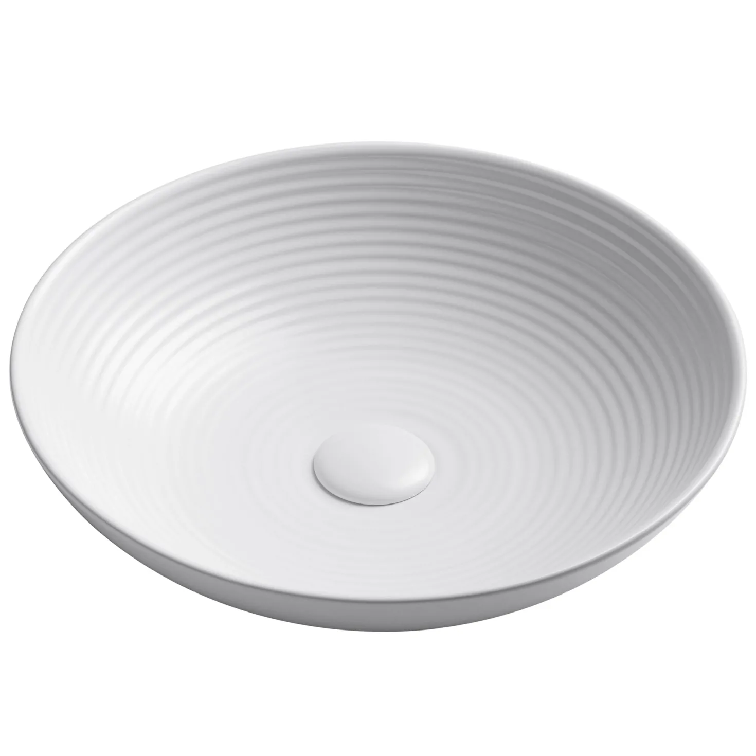 KRAUS Viva 16.5 Inch Round White Porcelain Ceramic Vessel Bathroom Sink