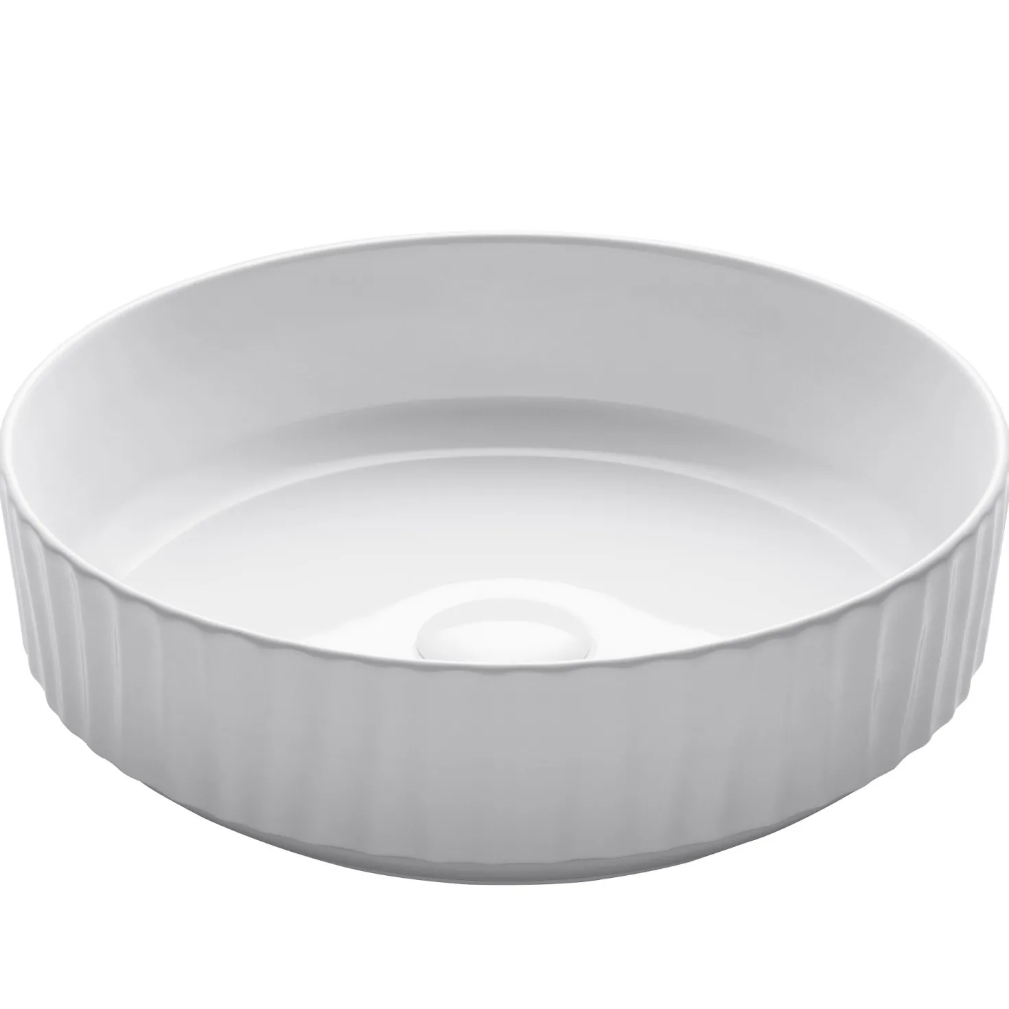KRAUS Viva 15.75 Inch Round White Porcelain Ceramic Vessel Bathroom Sink