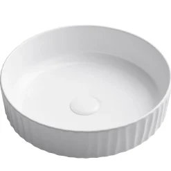 KRAUS Viva 15.75 Inch Round White Porcelain Ceramic Vessel Bathroom Sink