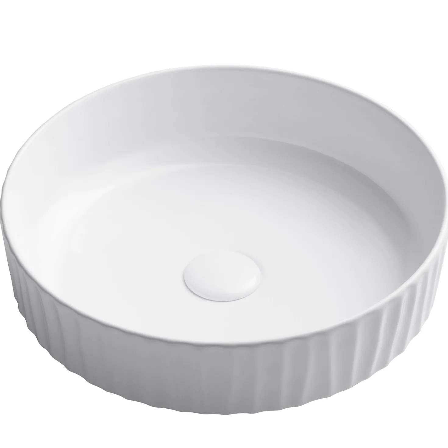 KRAUS Viva 15.75 Inch Round White Porcelain Ceramic Vessel Bathroom Sink