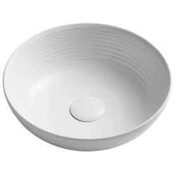 KRAUS Viva 13 Inch Round White Porcelain Ceramic Vessel Bathroom Sink
