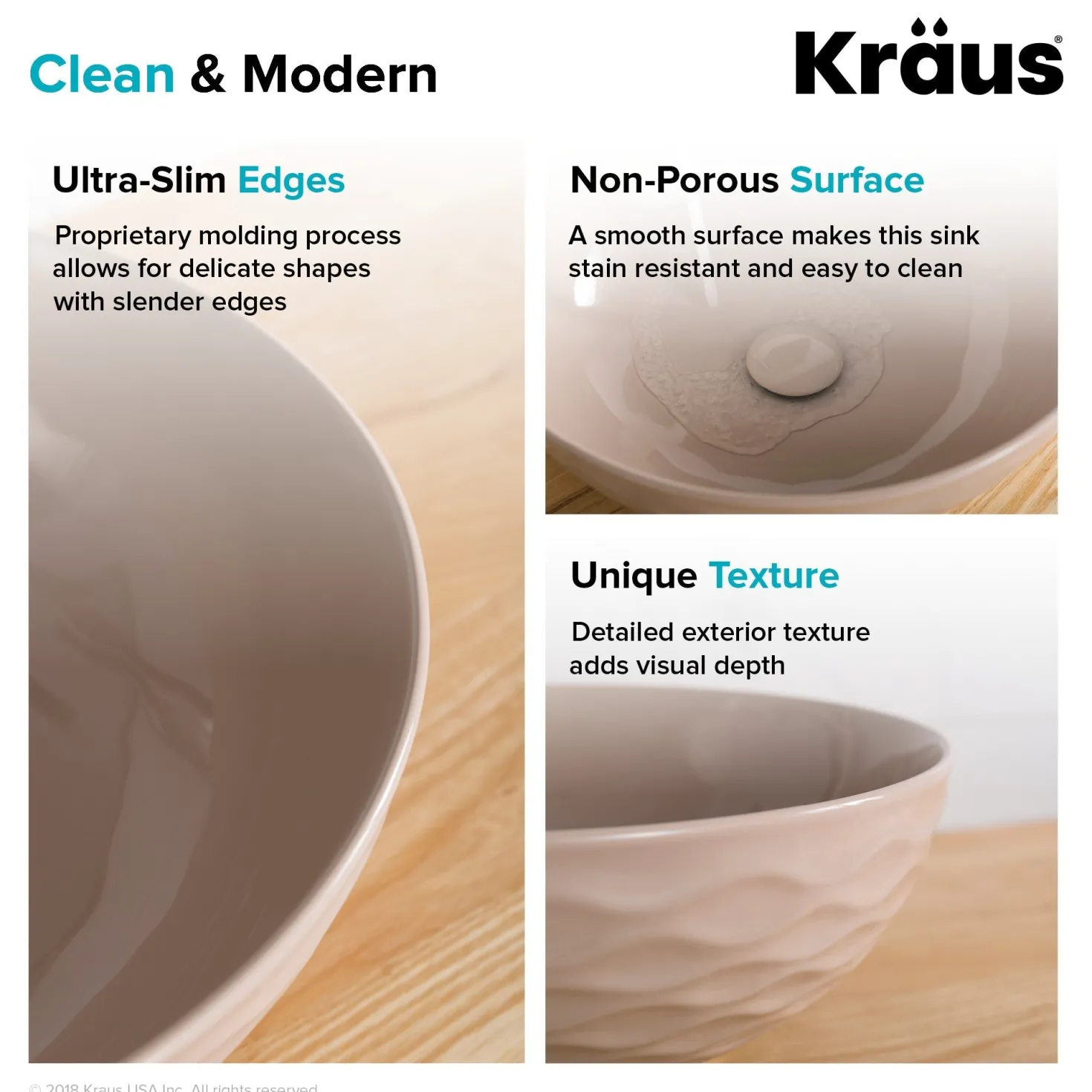 KRAUS Viva Round Beige Porcelain Ceramic Vessel Bathroom Sink with Pop-Up Drain