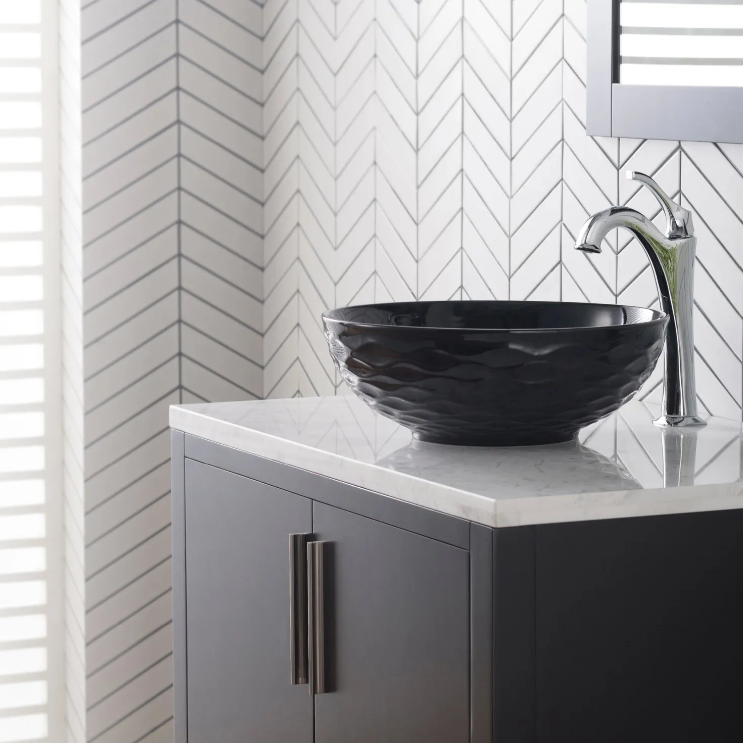 KRAUS Viva Round Black Porcelain Ceramic Vessel Bathroom Sink with Pop-Up Drain