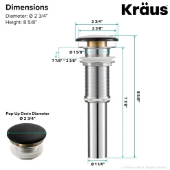 KRAUS Viva Round Black Porcelain Ceramic Vessel Bathroom Sink with Pop-Up Drain