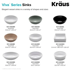 KRAUS Viva Round Porcelain Ceramic Vessel Bathroom Sink