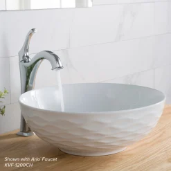KRAUS Viva Round Porcelain Ceramic Vessel Bathroom Sink