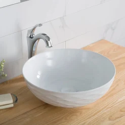 KRAUS Viva Round Porcelain Ceramic Vessel Bathroom Sink