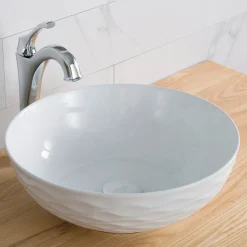 KRAUS Viva Round Porcelain Ceramic Vessel Bathroom Sink